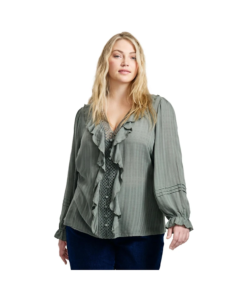 Avenue Women's Plus Ruffle Love Shirt