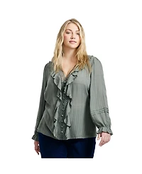 Avenue Women's Plus Ruffle Love Shirt