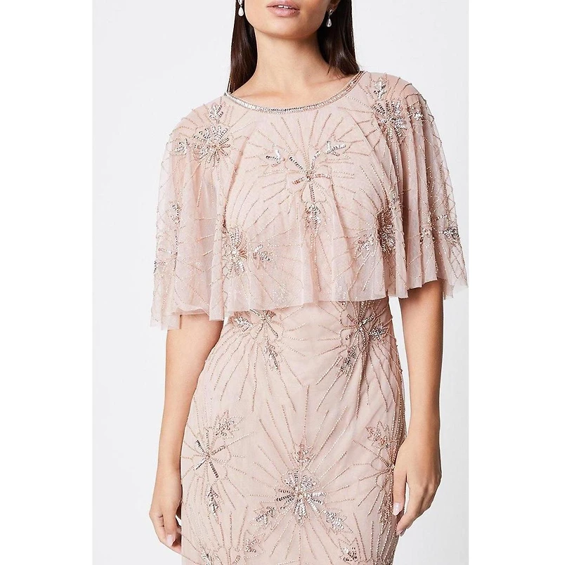 Coast Women's Floral Embellished Cape Midi Dress