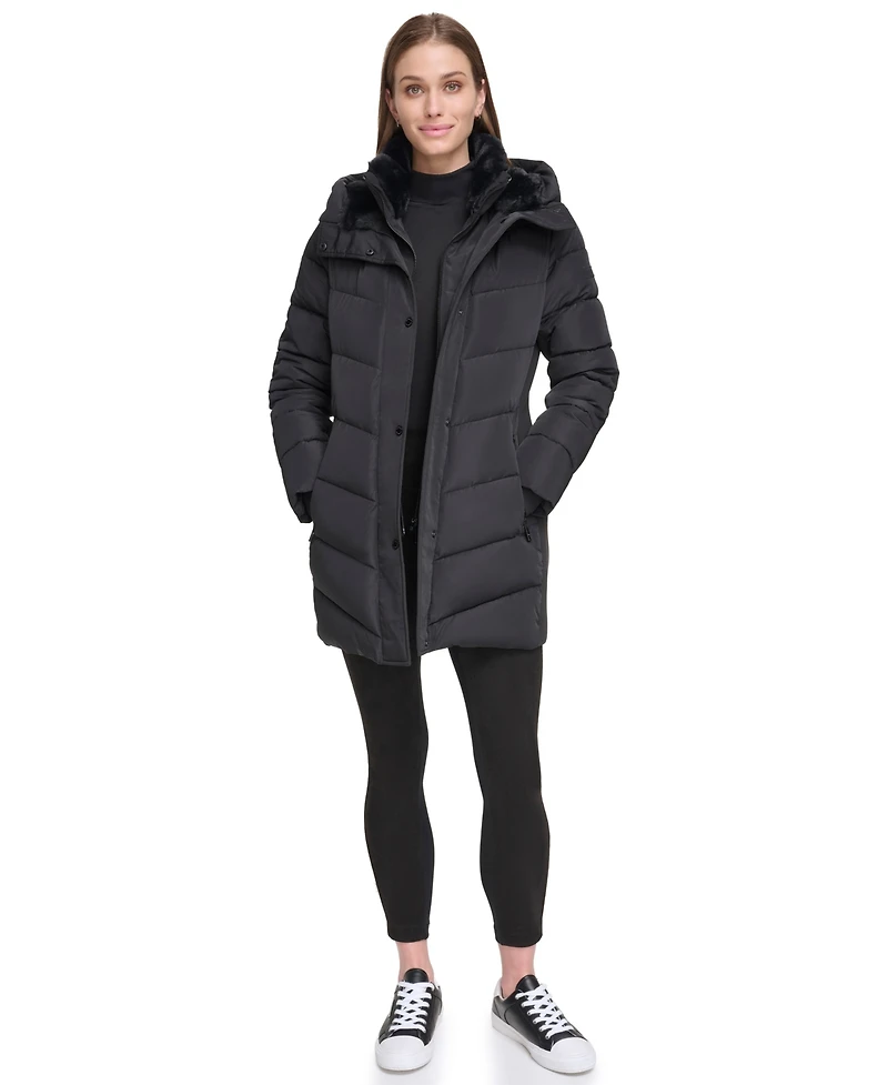 Calvin Klein Women's Lined Hooded Puffer Coat