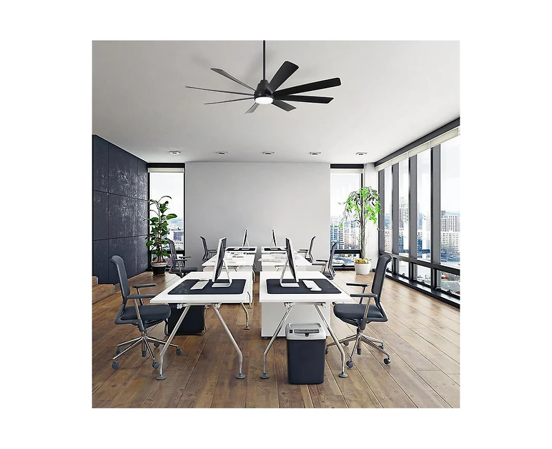 Sofucor 72-inch Classic Matte Black 8-Blade Ceiling Fan With Remote Control and Light kit