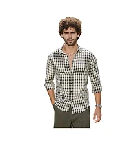 Campus Sutra Men's Navy Blue & Cream White Glen Check Shirt