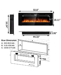 Sugift 50 Inch Recessed Ultra Thin Electric Fireplace with Timer