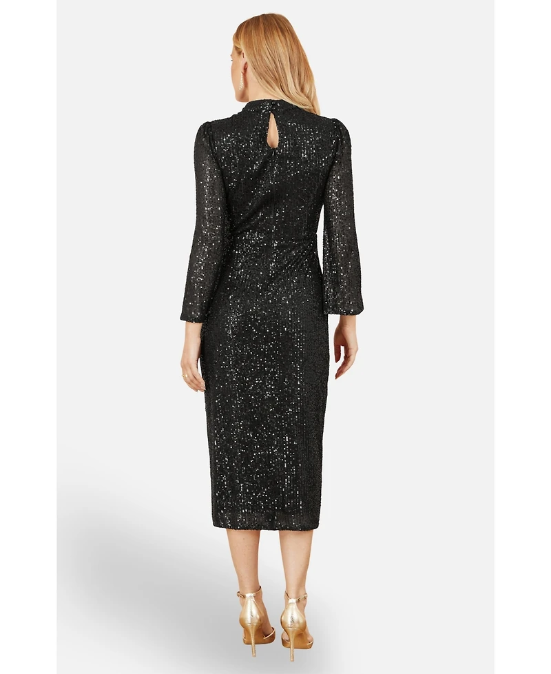 Yumi Women's Sequin Fitted Midi Dress