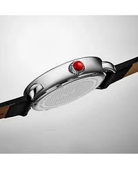 Stuhrling Elegant Women s 40mm Dress Watch – Model 4068, Black Satin Leather Band, Crystal Accents