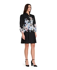 Tahari Asl Petite Long-Sleeve Mandarin Collar Dress