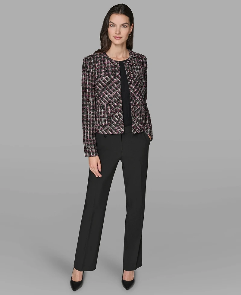 Karl Lagerfeld Paris Women's Padded Tweed Long-Sleeve Jacket