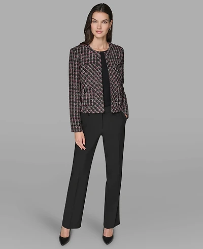 Karl Lagerfeld Paris Women's Padded Tweed Long-Sleeve Jacket