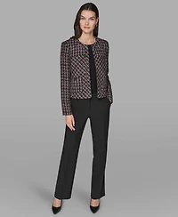 Karl Lagerfeld Paris Women's Padded Tweed Long-Sleeve Jacket