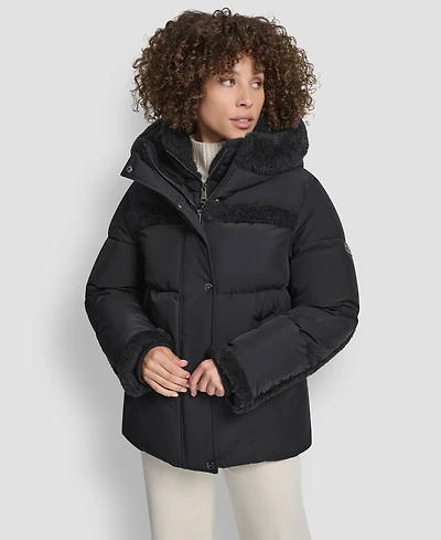Dkny Women's Detailed Hooded Puffer Coat