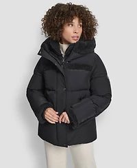 Dkny Women's Detailed Hooded Puffer Coat