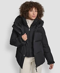 Dkny Women's Detailed Hooded Puffer Coat