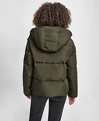 Dkny Women's Shirt Toggle Hooded Puffer Coat