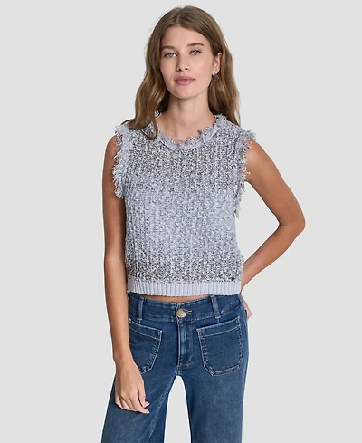 Dkny Jeans Women's Sleeveless Fringe Trimmed Sweater