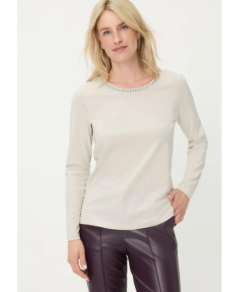 Olsen Women's Rhinestone Trim T-Shirt