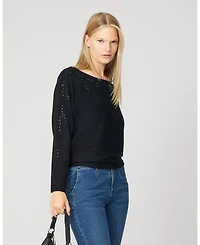 Cable & Gauge Women's Floral Hotfix Dolman Sweater