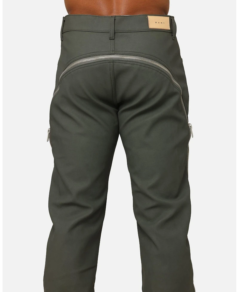 mnml Men's D519 Leather Zipper Flare Pant