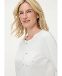 Olsen Women's Studded Trim, Casual, Stylish T-Shirt