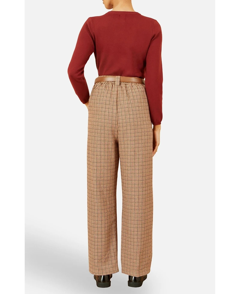 Yumi Women's Check Wide Leg Pants