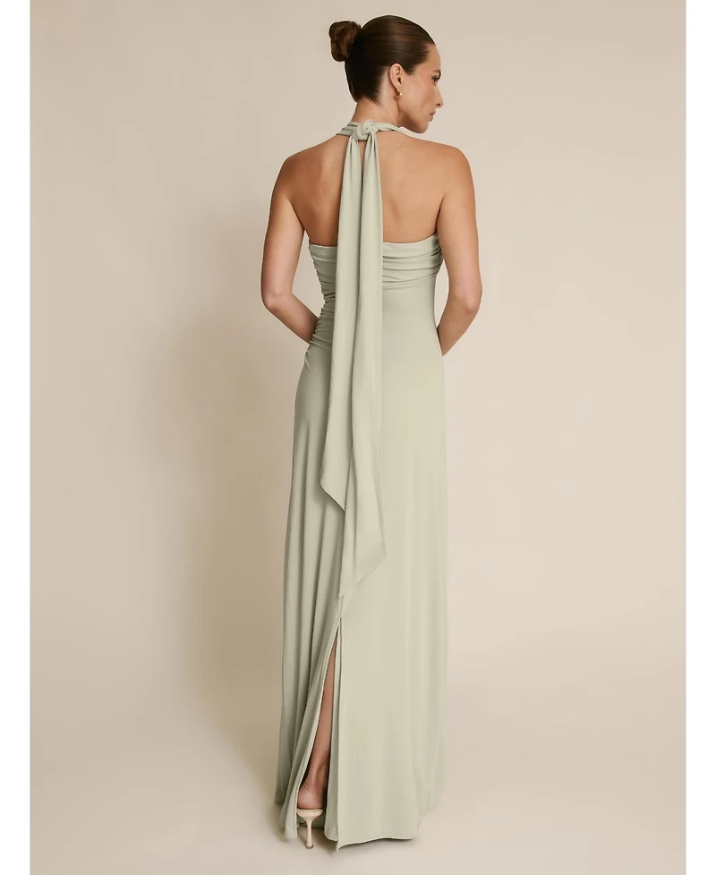 Six Stories Women's Halter Neck Stretch Bridesmaid Dress