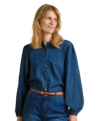 Brakeburn Women's Auri Long Sleeve Round Neck Denim Shirt