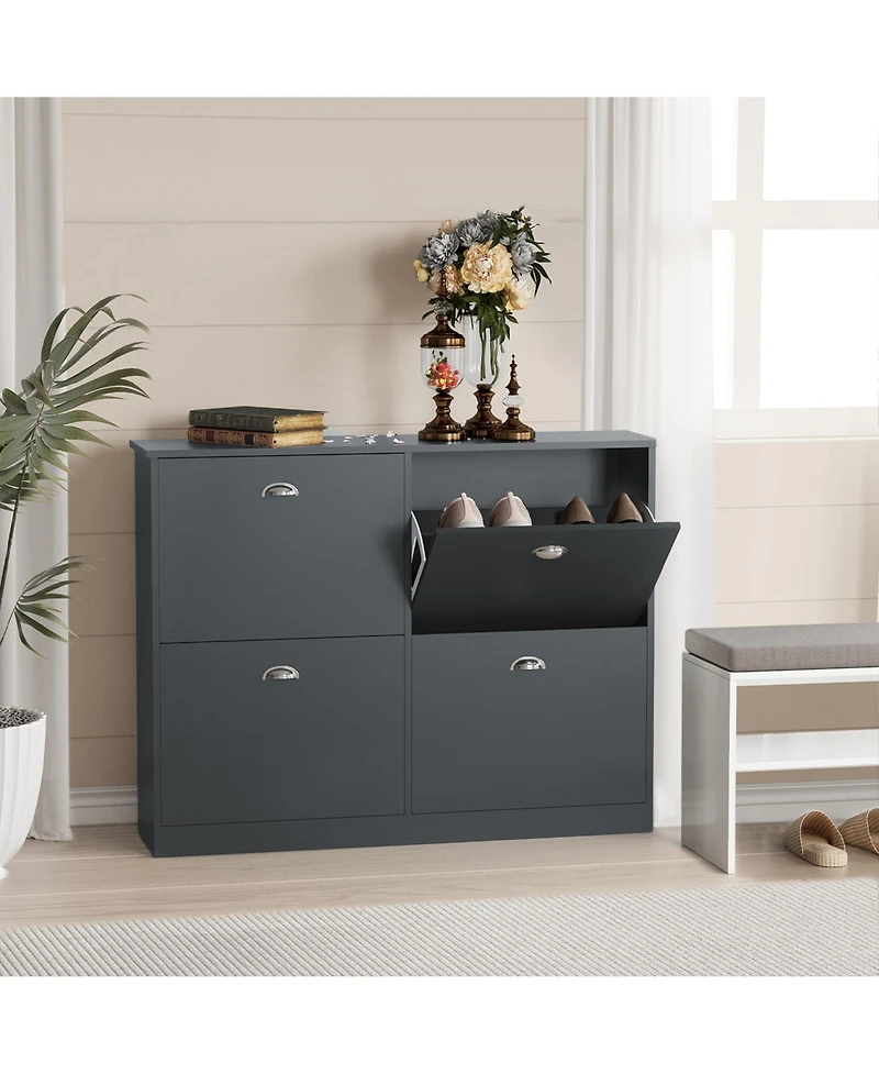 Slickblue Slim Shoe Cabinet with 4 Drawers for Entryway or Hallway