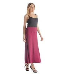 24seven Comfort Apparel Petite Elastic Waist Solid Color Maxi Skirt