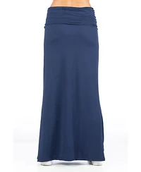 24seven Comfort Apparel Petite Comfortable Fold Over Maxi Skirt