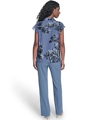 Calvin Klein Women's Printed Ruffle Front Top