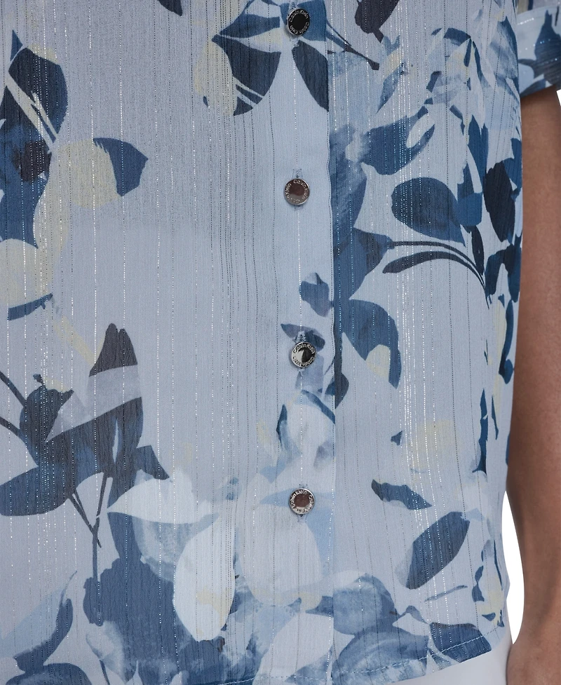 Calvin Klein Women's Short-Sleeve Button-Front Top