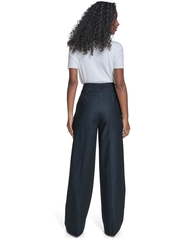 Calvin Klein Women's Faux Denim Wide Leg Pants