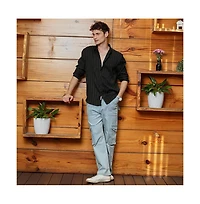 Campus Sutra Men's Onyx Black Candy-Striped Shirt