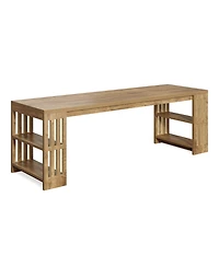 Tribesigns 2 Person Desk, 78.7" Computer Desk with Shelves, Farmhouse Home Office Desk, Wood Heavy Duty Shelf Legs
