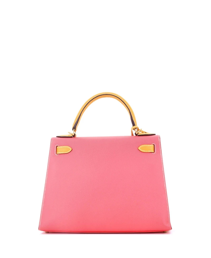 Pre-Owned HERMES Kelly 28 Handbag Bicolor Epsom with Brushed Gold Hardware