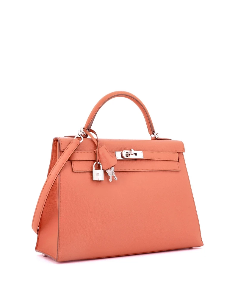 Pre-Owned Hermes Kelly 32 Handbag Pink Epsom with Palladium Hardware