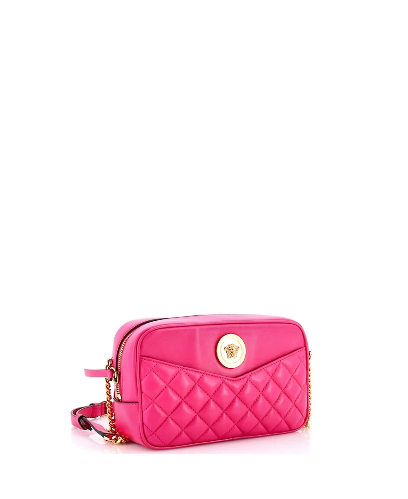 Pre-Owned Versace Medium Medusa Icon Front Slip Pocket Camera Bag Quilted Leather