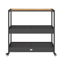 vidaXL Bar Cart 3-Tier Poly Rattan and Solid Wood Acacia