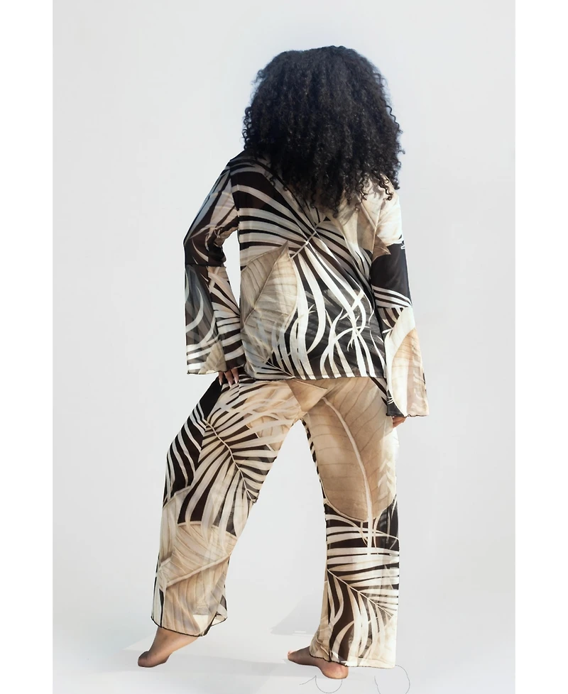 Fashion-szn Curve Women's Print Wide Leg Resort Pants