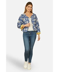 Yumi Women's Floral Reversible Cotton Quilted Jacket