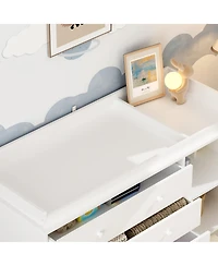 5-Drawers Changing Table, Dresser Vanity Table Chest of Drawers Storage Cabinet with Shelf