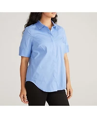 Universal Standard Women's Stretch Poplin Short Sleeve Shirt