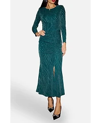 Yumi Women's Mesh Fitted Ruched Midi Dress