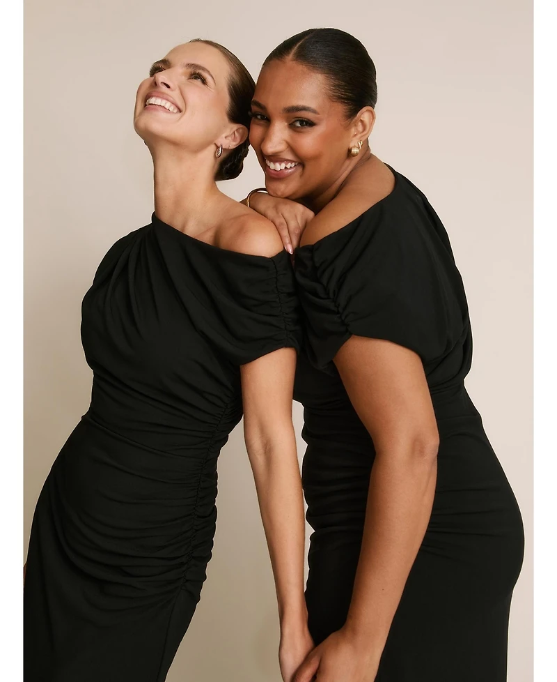 Six Stories Women's Slash Neck Drape Stretch Bridesmaid