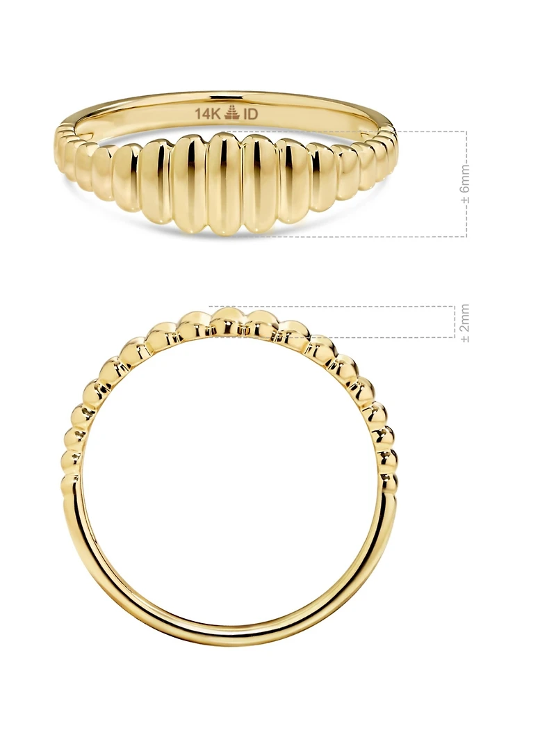 Devata Ribbed Ring in 14K Gold, Size 6, approx. 1.6 grams.