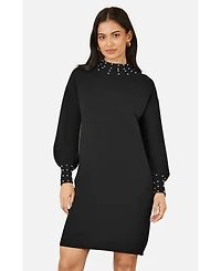 Yumi Women's Bead Detail Knitted Sweater Dress