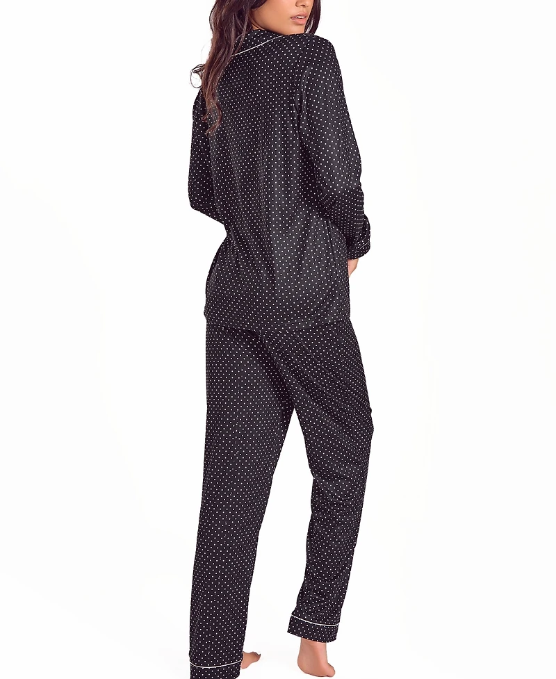iCollection Women's Brushed Micro Stretch Knit Long-Sleeve Pajama Set