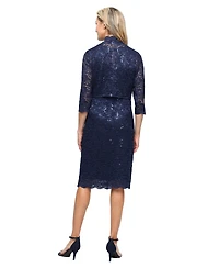 Sl Fashions Women's V-Neck Sheath Jacket Dress
