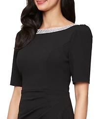 Alex Evenings Women's Embellished-Neck Ruffle Gown