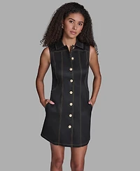 Bcbg Women's Sleeveless Button Front Mini Shirtdress