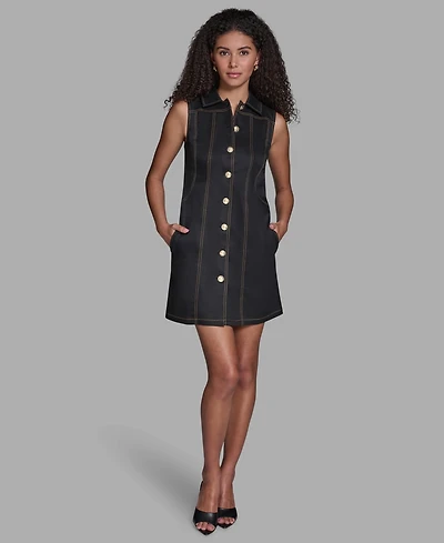 Bcbg Women's Sleeveless Button Front Mini Shirtdress